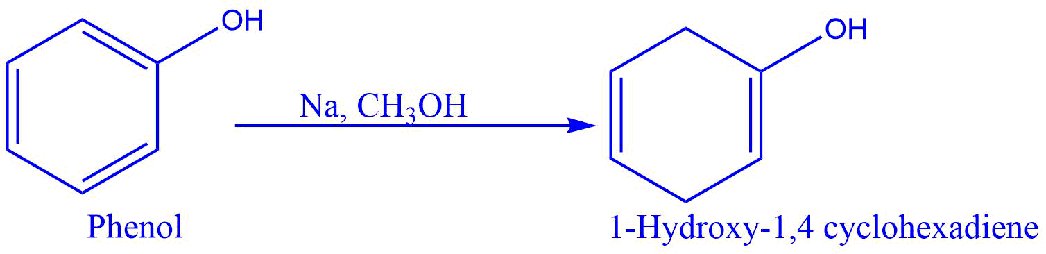 Conversion of phenol into 1-hydroxy-1,4 cyclohexadiene